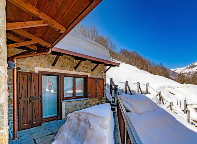 Front of a ski property in Limone Piemonte, Italy.