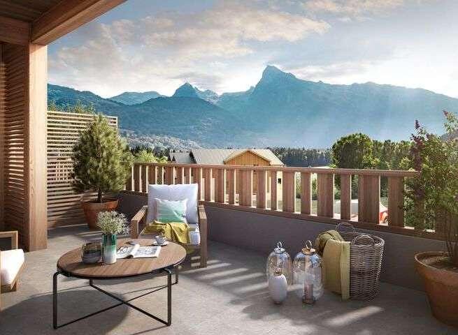 Terrace view in a New Development for sale in Morillon with 1 Bedroom and 1 Bathroom