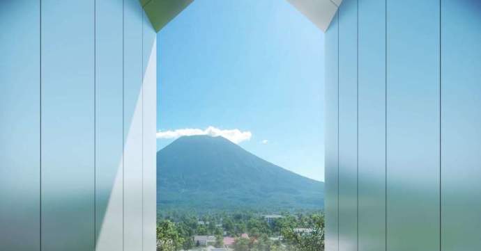 Spectacular mountain views from the seventh floor  Onsen at Matie Niseko
