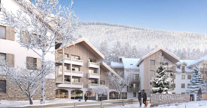 Exterior of a new development in  Serre Chevalier, France.