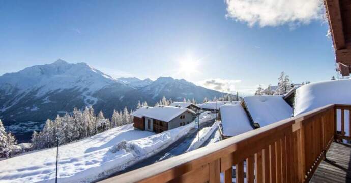 Snowy balcony view