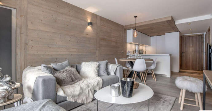 Modern Scandinavian living room with cozy decor.